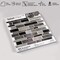 4-Pack Peel and Stick 10.5" x 10.5" Tiles Silver and Black Mosaic. Covers 2.06 Sq. Ft